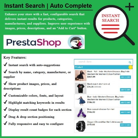 Instant Search | Auto Complete Prestashop Module