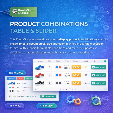 Product Combination Table & Slider Prestashop Module