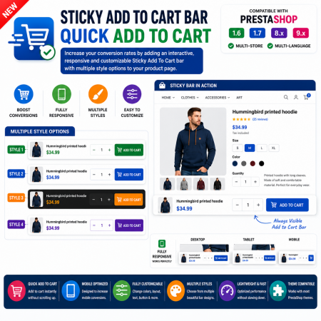 Sticky Add To Cart Bar - Quick Add To Cart Prestashop Module
