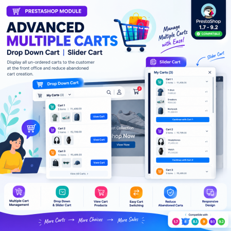 Advanced Multiple Carts - Drop Down Cart | Slider Cart | Prestashop Module